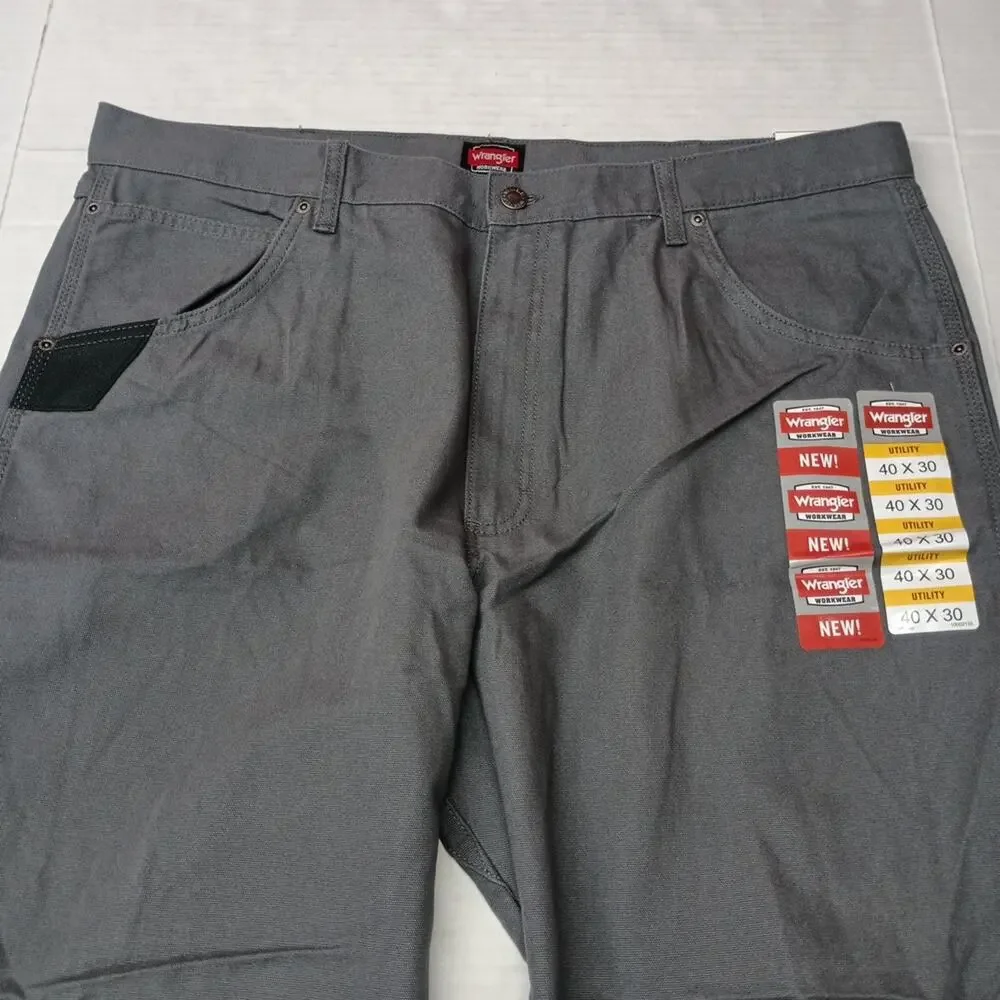 Wrangler Workwear Carpenter‎ Utility Pants Men's 40x30 Gray Regular Fit Durable